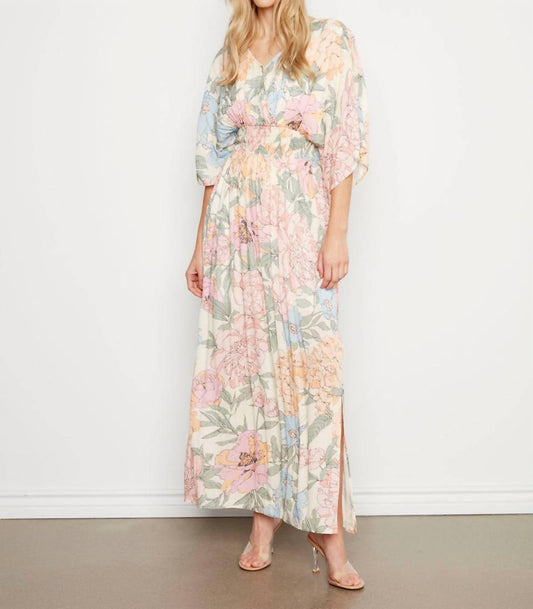 Charlie B - Dolman Short Sleeves Maxi Dress With Side Slits