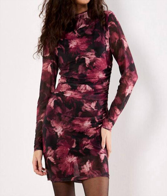 Apricot - Paintbrush Floral Mesh Mini Dress