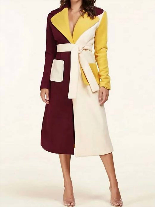 L'Atiste - Colorblock Soft Wool Long Coat