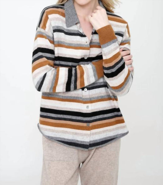 Incashmere - Long Sleeve Striped Cardigan