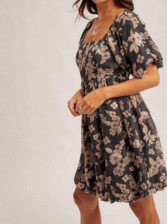 Hem & Thread - Jacquard Floral Print Bubble Dress