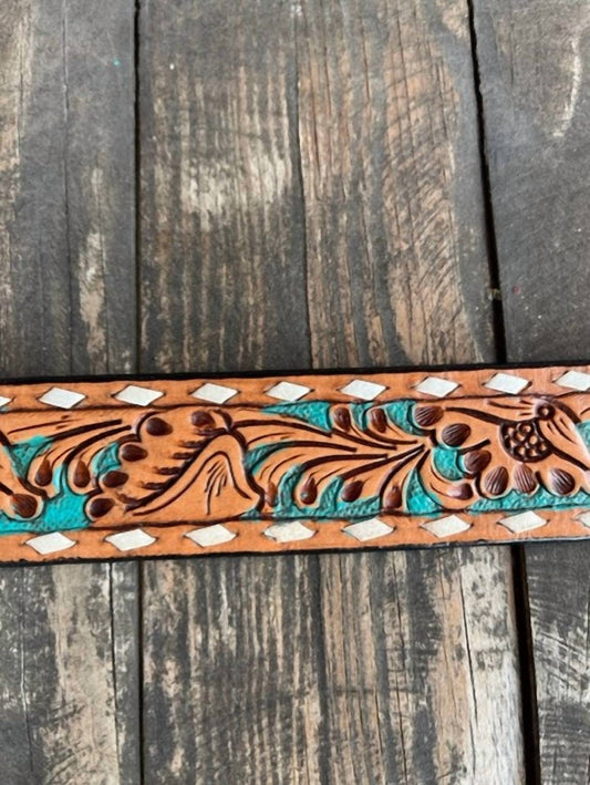 American Darling - Women's Sunflower Tooled Leather Buckle Belt