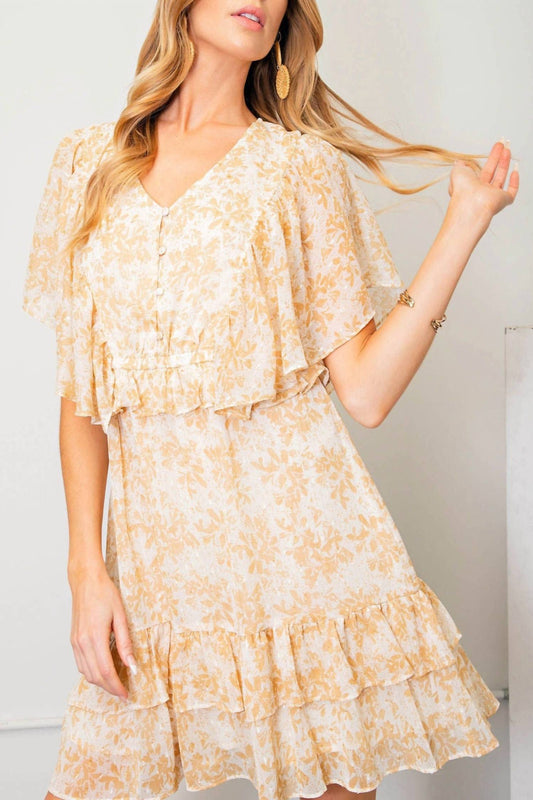 Kori - Dandelions Floral Print Chiffon Dress