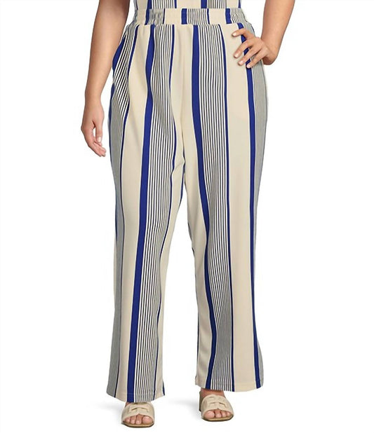 Skies Are Blue - High Rise Variegated Stripe Wide Leg Knit Pants