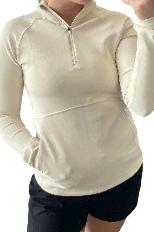 Mono B - Ribbed Quarter Zip Active Pullover