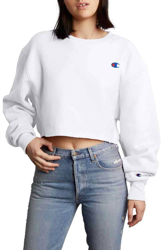 Champion - Reverse Weave Cropped Cut Off Crew Raw Hem Sweatshirt