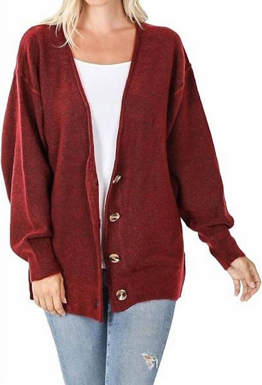 Zenana - Melange Button Down Cardigan