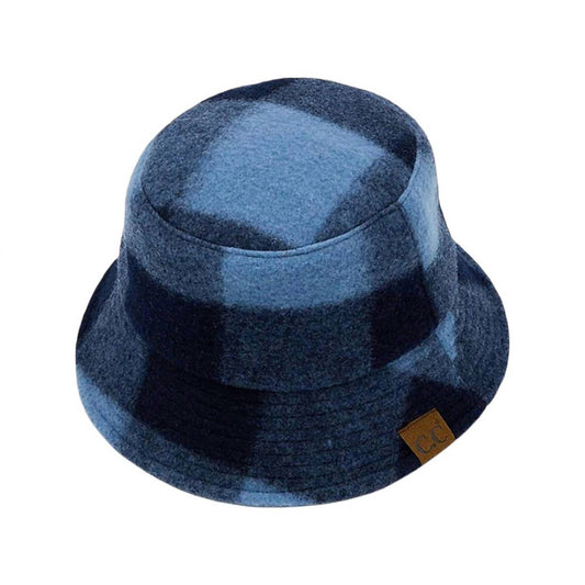 C.C - Women's Checkered Pattern Fleece Bucket Hat