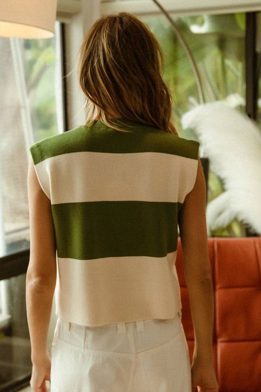Bibi - Stripe Color Block Sleeveless Top