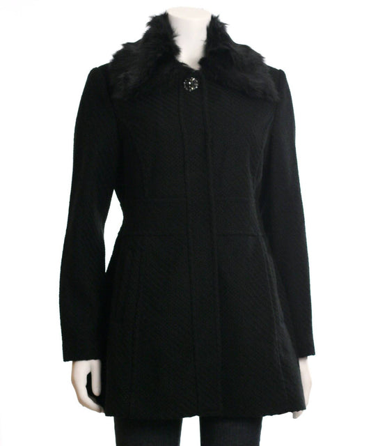 Jessica Simpson - Women's Faux Fur Collar Walker Coat