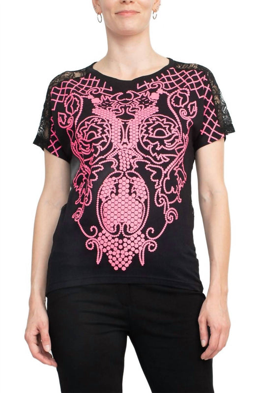 Alberto Makali - Short Sleeve Embroidered Spandex Top