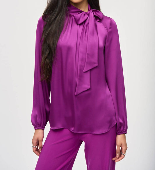 Joseph Ribkoff - Satin Top With Bow Neckline