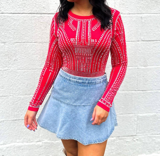 Blue Buttercup - Guilty As Sin Jewel Embellished Bodysuit