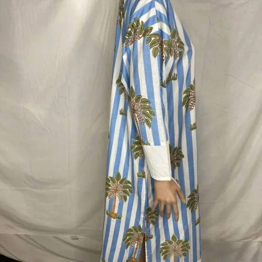 Fancy - Women's Cotton Poplin Palm Tree Summer Dress