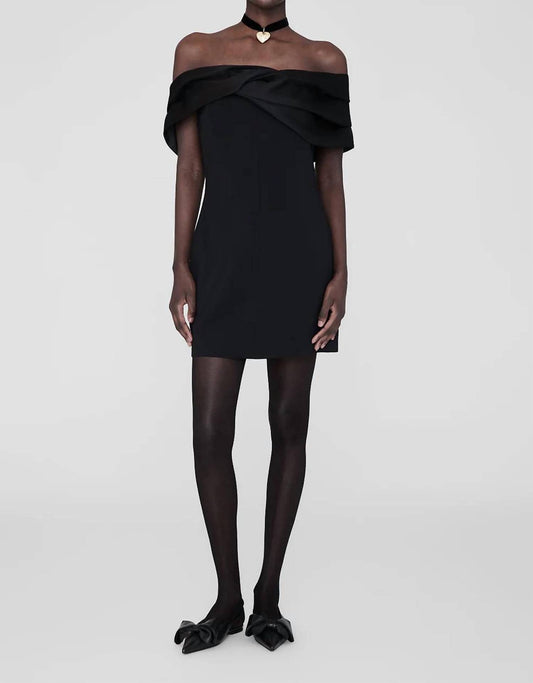 Anine Bing - Anine Bing Satin Bow Strapless Fleur Dress - Black