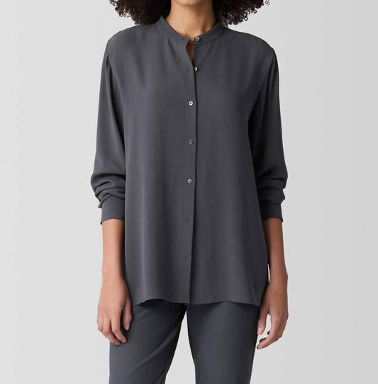 Eileen Fisher - Mandarin Collar Button-up Shirt