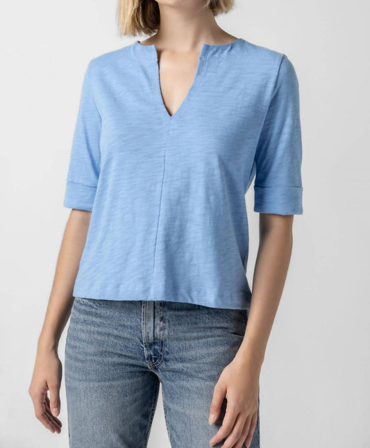 Lilla P - Women's Cuffed Sleeve Split Top