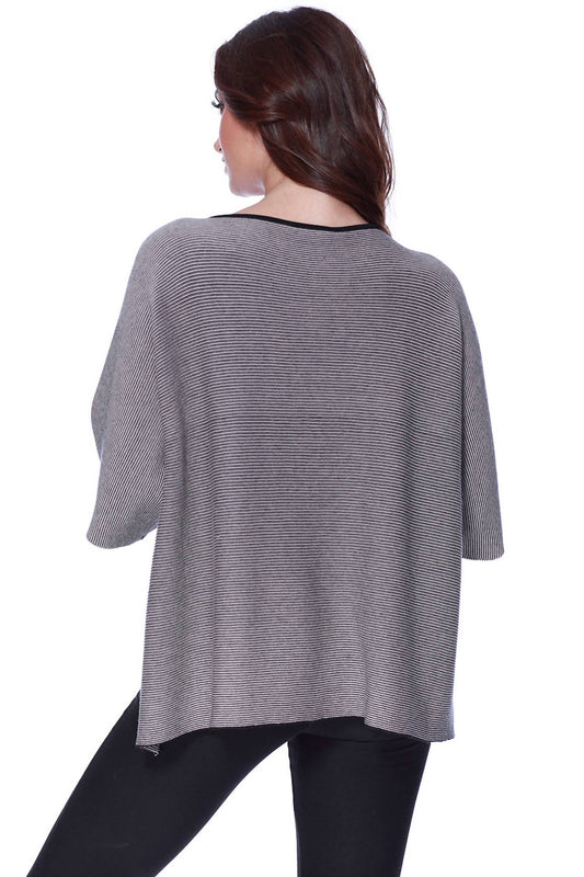 2-Tone High Slit Sweater Poncho