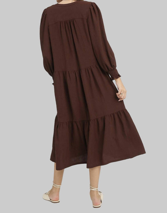 Umgee - Tiered W/smocked Cuffs Midi Dress