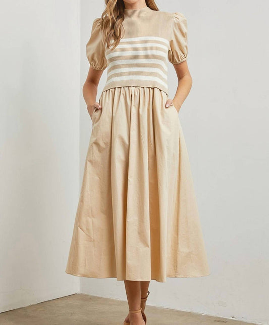 Polygram - Leonora Knit Stripe Bodice Dress