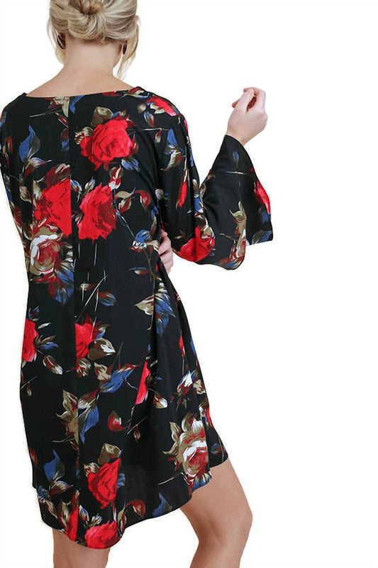 Umgee - Criss Cross Layered Ruffle Sleeve Floral Dress