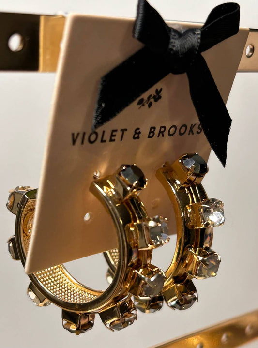 Violet & Brooks - Women's Camille Crystal Thick Hoop Earrings
