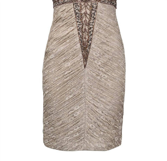 Sue Wong - Strapless Beaded Empire Waist Lace Dress