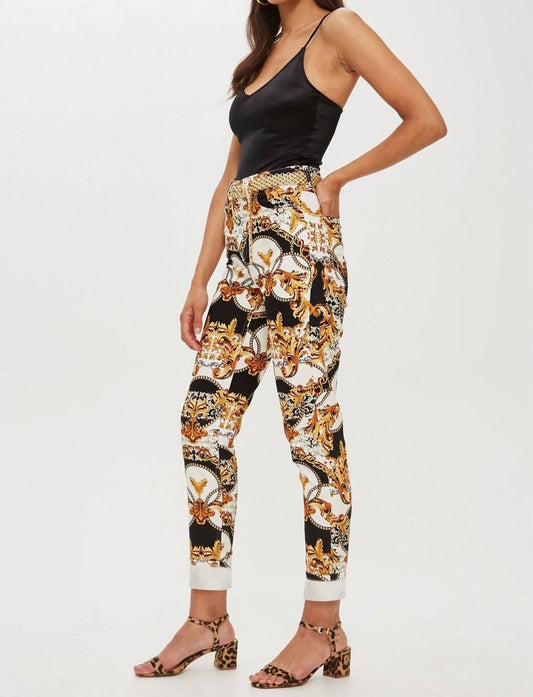 Topshop - High Rise Leaf Chain Print Ankle Mom Jeans