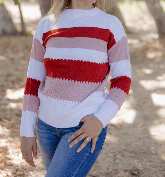 Threaded Pear - Haven Striped Knit Sweater