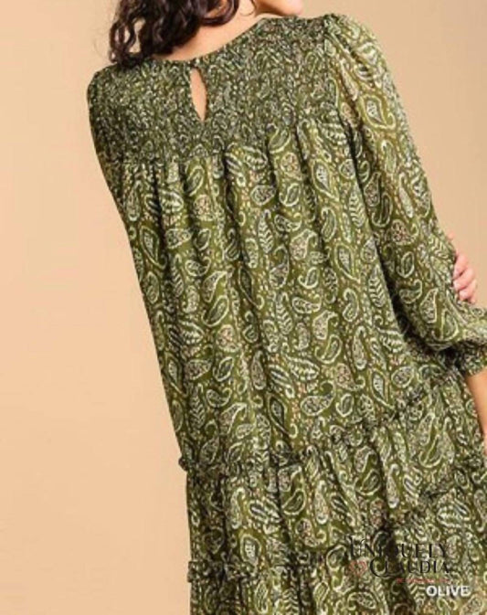 Umgee - Casey Paisley & Lurex Tiered Mini Dress