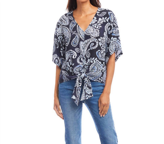 Karen Kane - Flutter Sleeve Tie Front Top