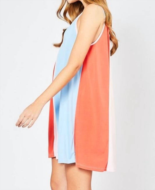 Entro - Color Block Sleeveless Mini Dress