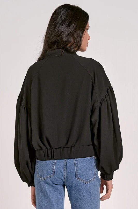 Elan - Women's Balloon Sleeve Bomber Jacket
