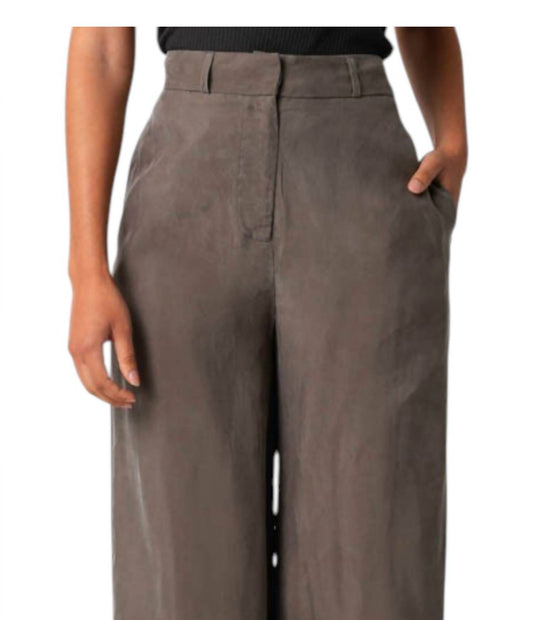 Olivaceous - Cupro Wide-leg Trousers