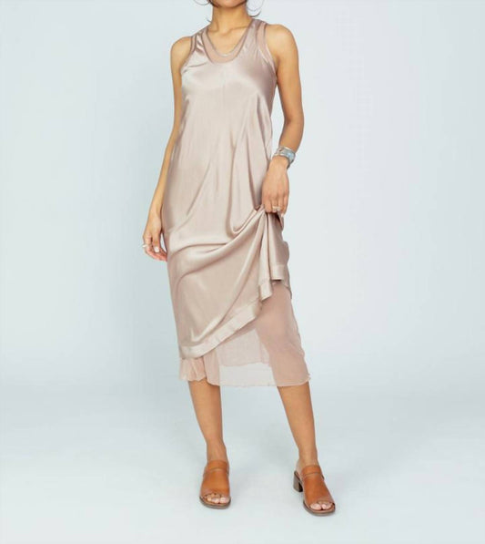 Brazeau Tricot - Women's Silk Charmeuse Racer Back Midi Dress