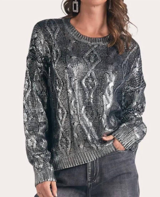 Elan - Metallic Cable Sweater