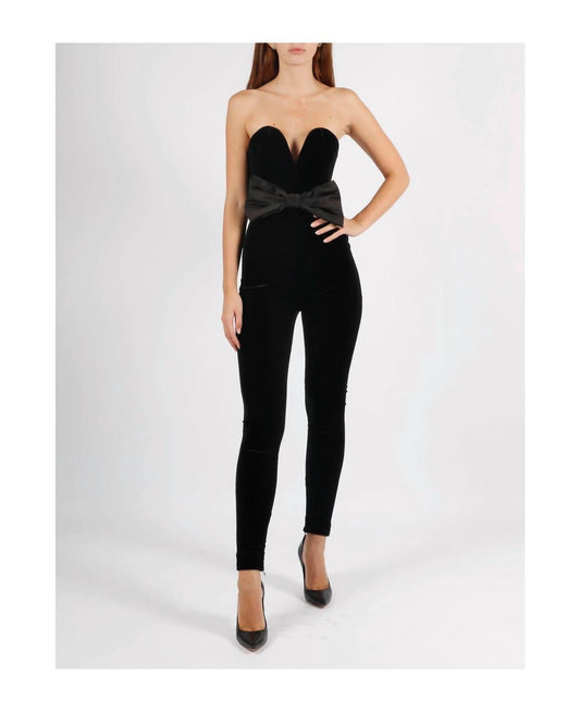 Alessandra Rich - Velvet Strapless Jumpsuit - black - clothing - pants