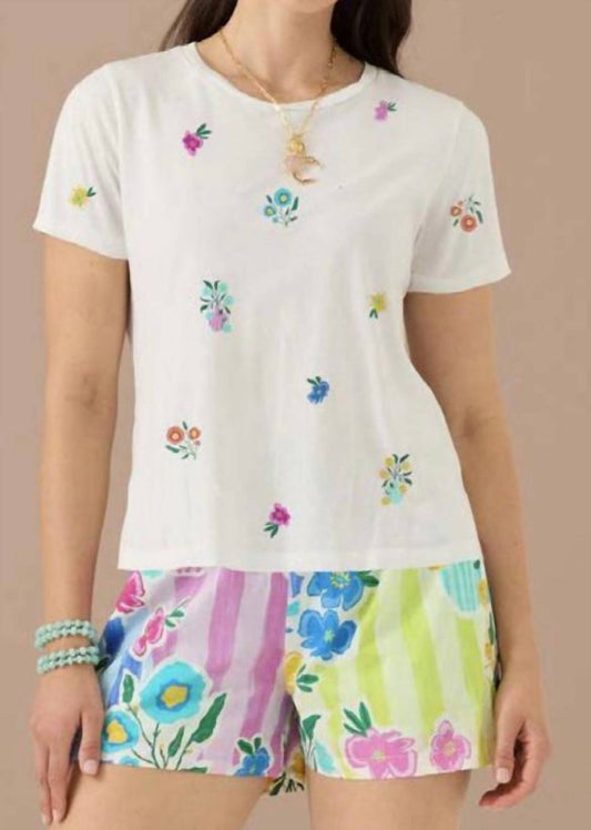 Alivia - Chloe Short Sleeve Tee With Embroidery - clothing - cotton - floral