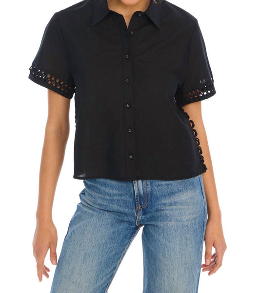 Allison New York - Camille Short Sleeve Shirt - black - clothing - shirts