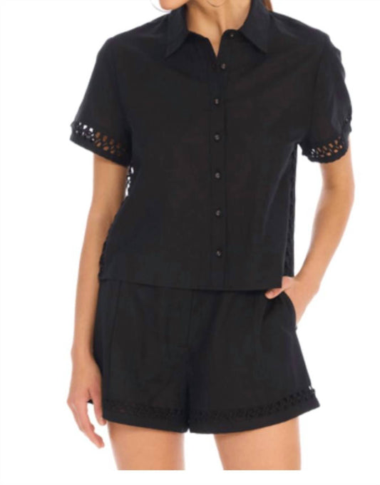 Allison New York - Camille Short Sleeve Shirt - black - clothing - shirts