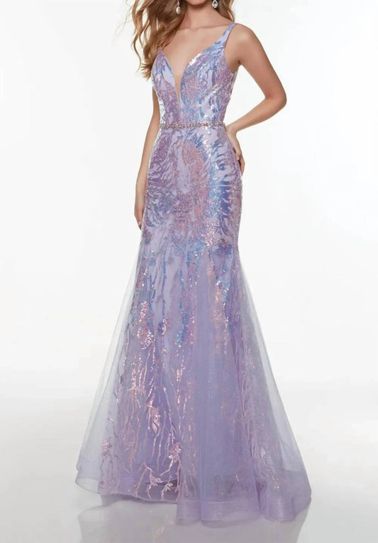 Alyce Paris - Asymmetrical Shoulder Prom Dress - clothing - dresses - patterned