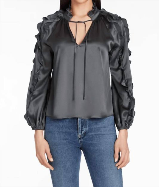 Amanda Uprichard - Claudine Silk Top - black - blouses - clothing