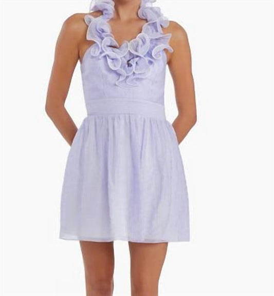 Amanda Uprichard - Ruffled Halter Mini Dress - blue - clothing - dresses
