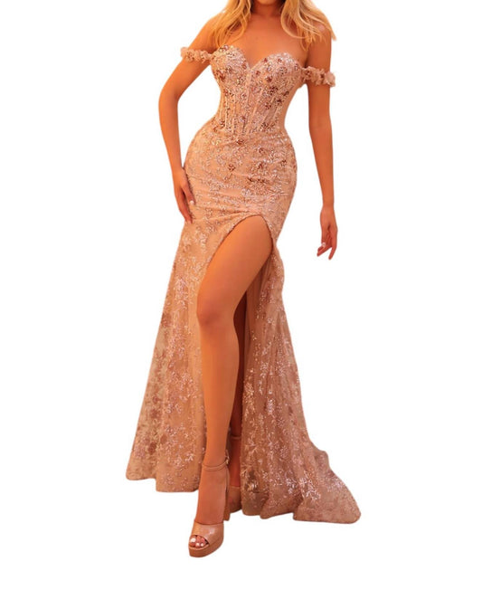 Amarra - Off - the - shoulder Prom Dress - clothing - dresses - gold