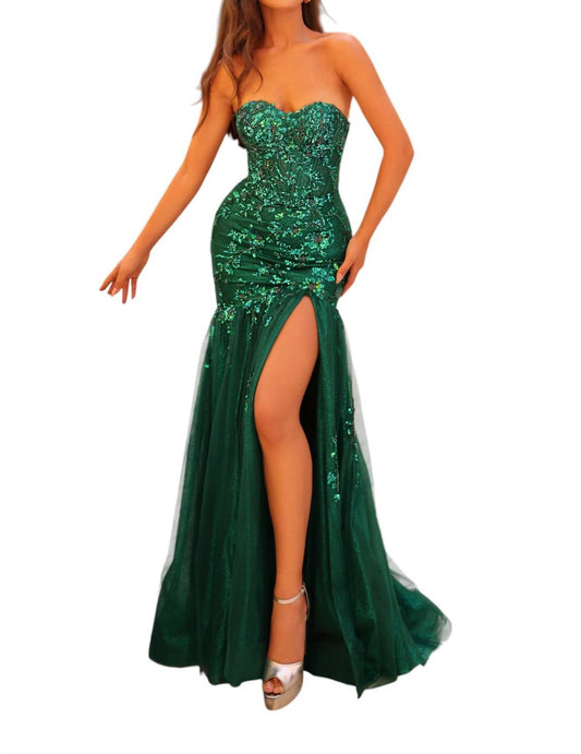 Amarra - Sparkly Mermaid Dress With Sequin Bodice - clothing - dresses - green