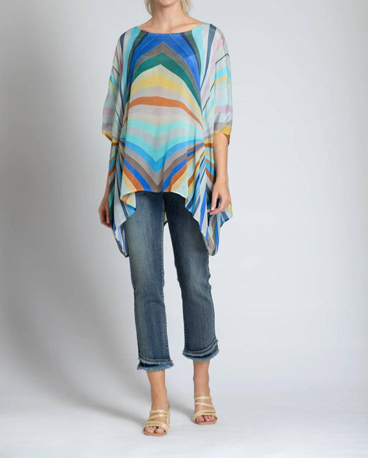 Apny - Short Kaftan Top - blouses - blue - clothing