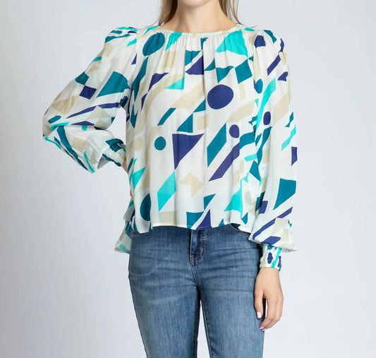 Apny - Smock Pullover Top - blouses - blue - clothing