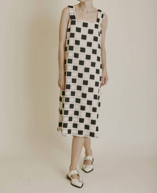 Aureum - Checkerboard Crochet Midi Dress - clothing - cotton - blend - dresses