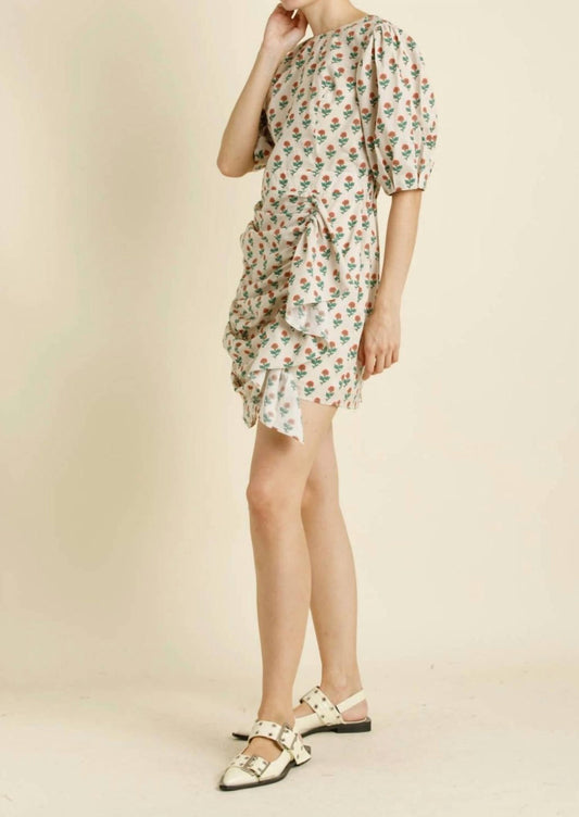 Aureum - Floral Sash Mini Dress - beige - clothing - collection:vacationdresses(Auto)