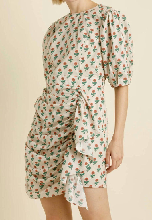 Aureum - Floral Sash Mini Dress - beige - clothing - collection:vacationdresses(Auto)